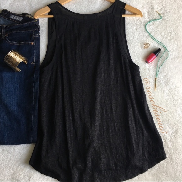 🌹🆕{H&M} Hi-Lo Linen Tank + Sheer Inset Shoulder - Picture 3 of 8